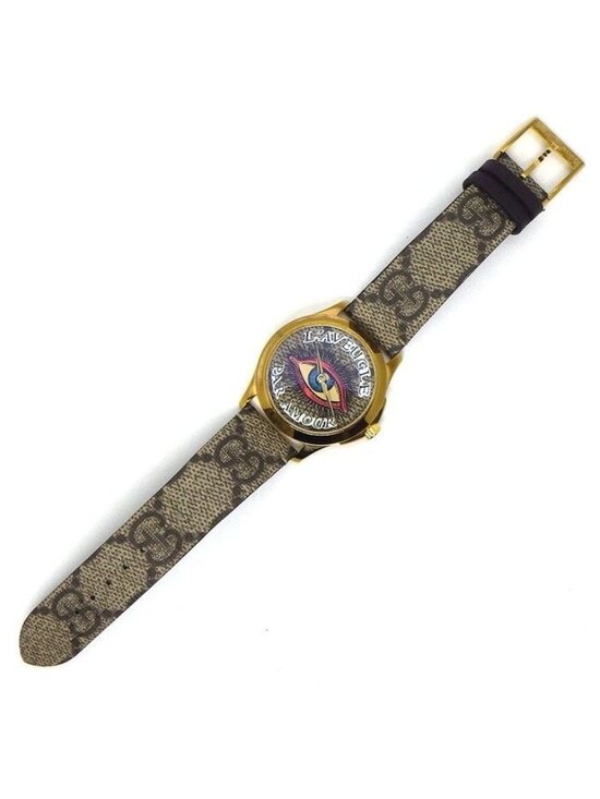 Gucci Watch Timeless 126.4 Eye Motif Beige Brown GG Supreme Dial SS main image 7
